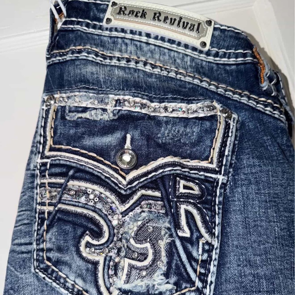 Rock Revival Women's Dark Blue Embellished Jeans